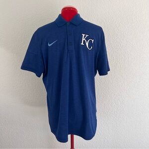 Nike BSBL Royal Blue Kansas City Royals KC Polo Logo Short Sleeve Size Medium